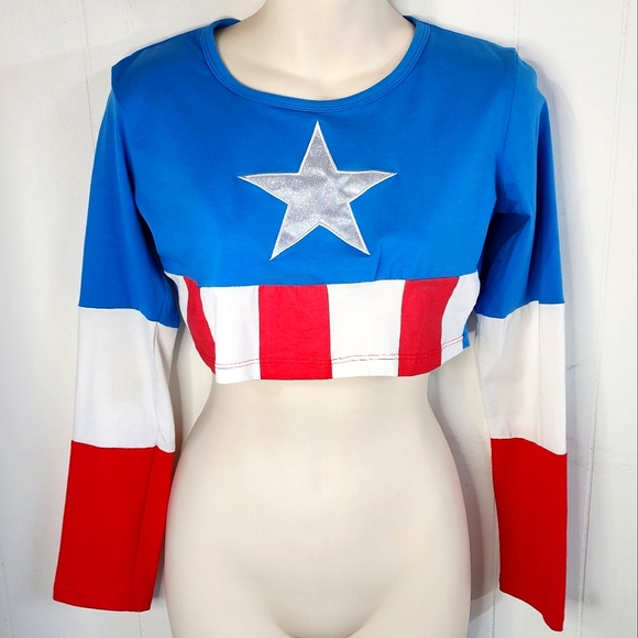 Marvel's Captain America / American Dream Cosplay Costume Crop Top - Picture 1 of 8